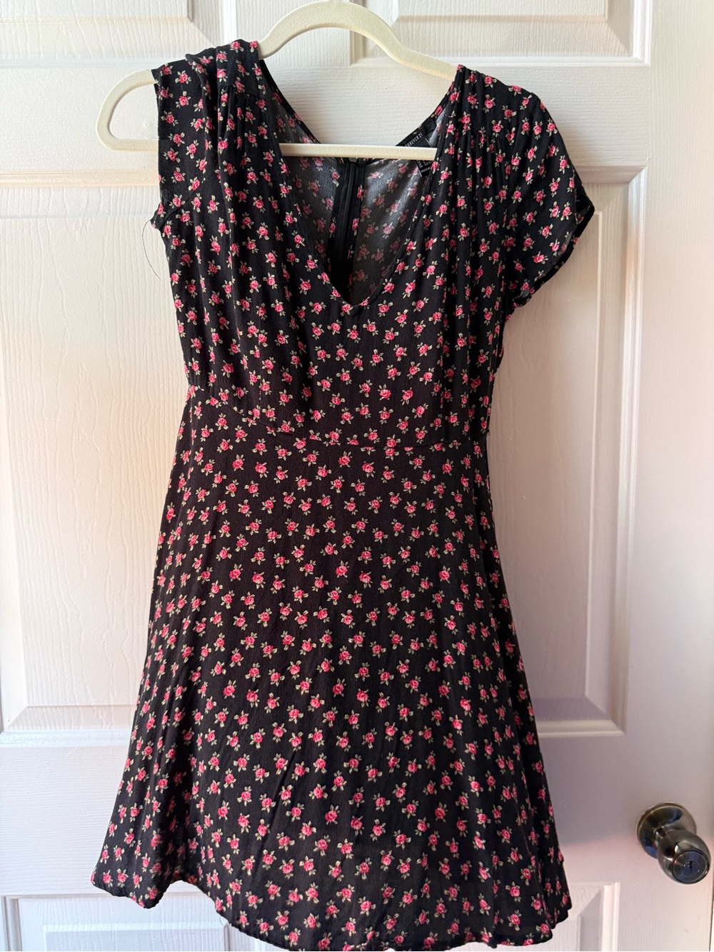 Forever 21 Black Mini Dress with Pink Floral Print